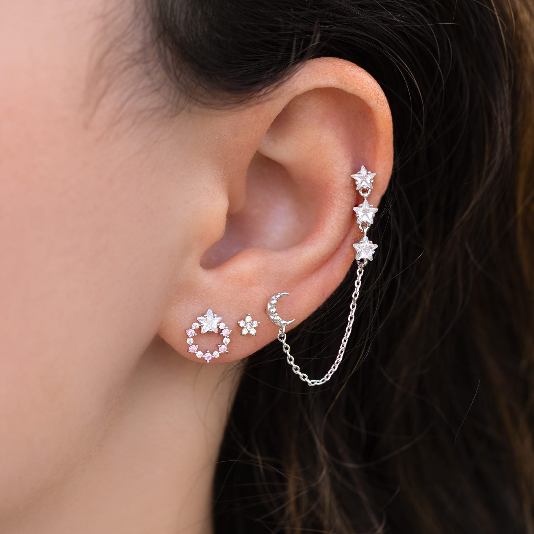 Lunar Link Double Stud Earring