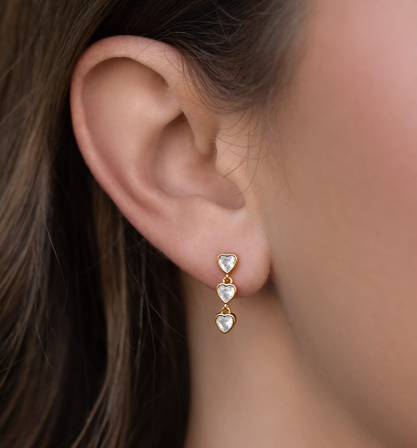 Falling Hearts Dangle Earrings