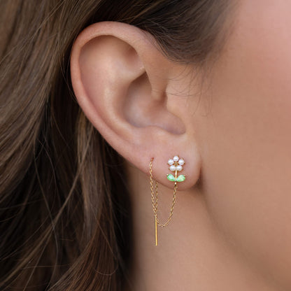 Daisy Petal Threader Earrings