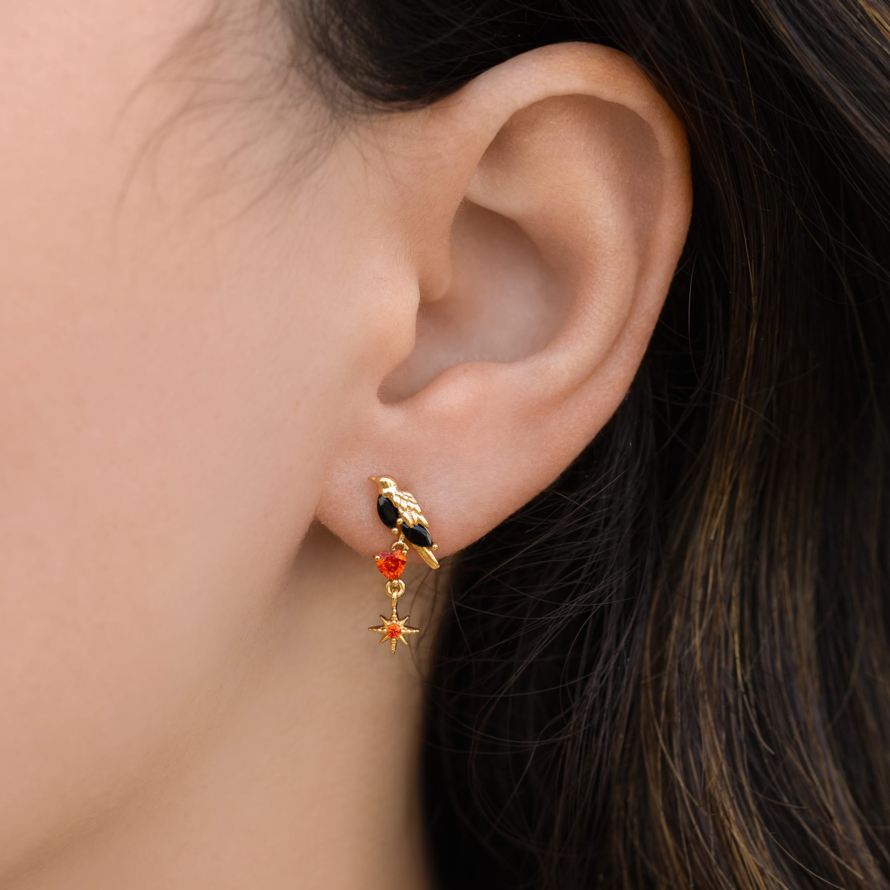 Dark Heart Crow Earrings