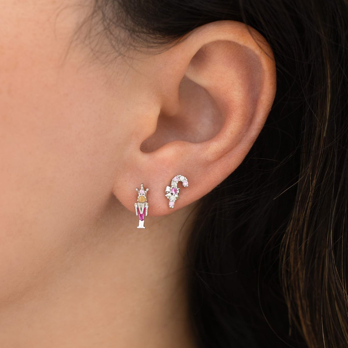 Pink Christmas Stud Set