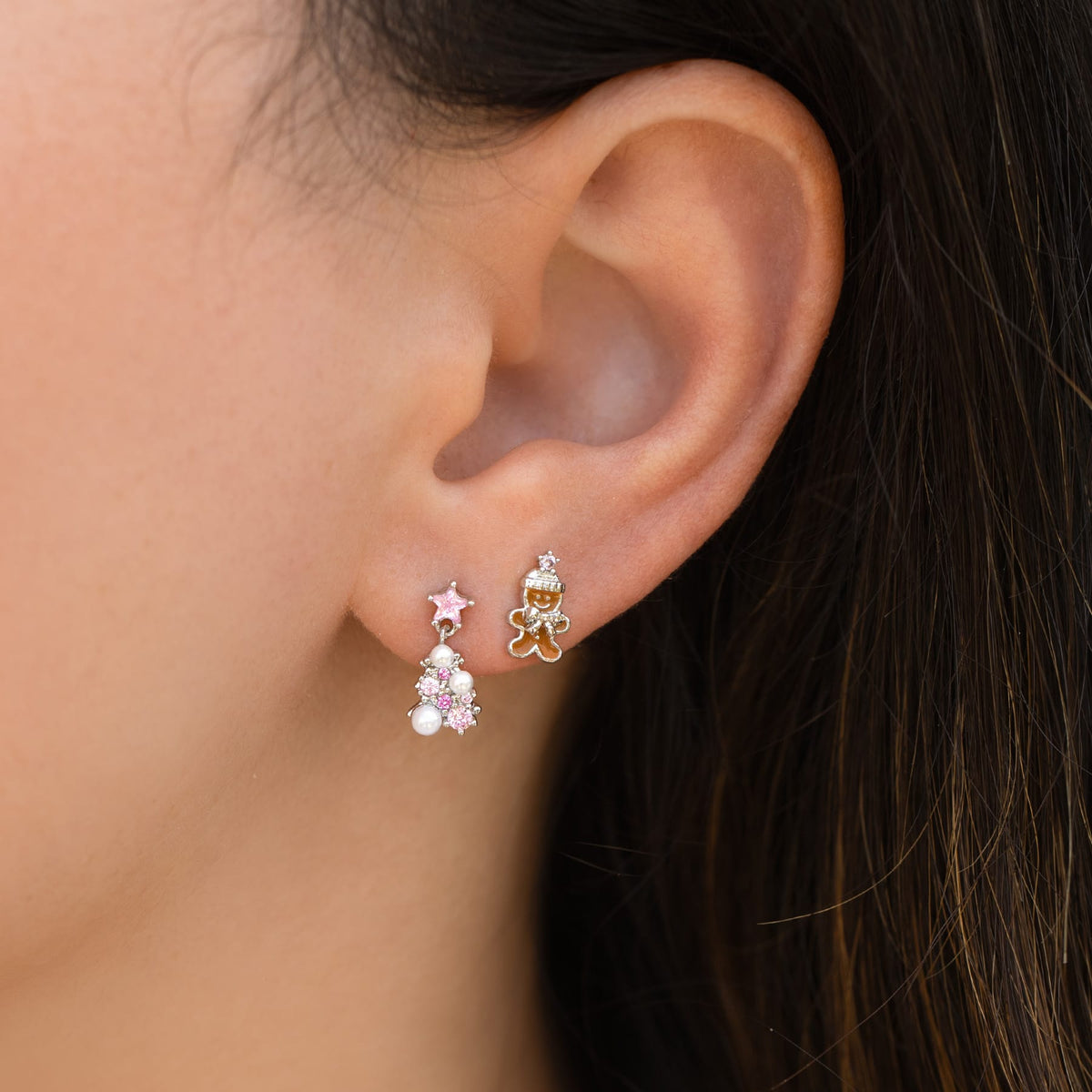 Pink Christmas Stud Set
