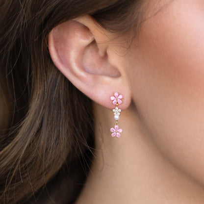 Pink Petal Dangle Earrings