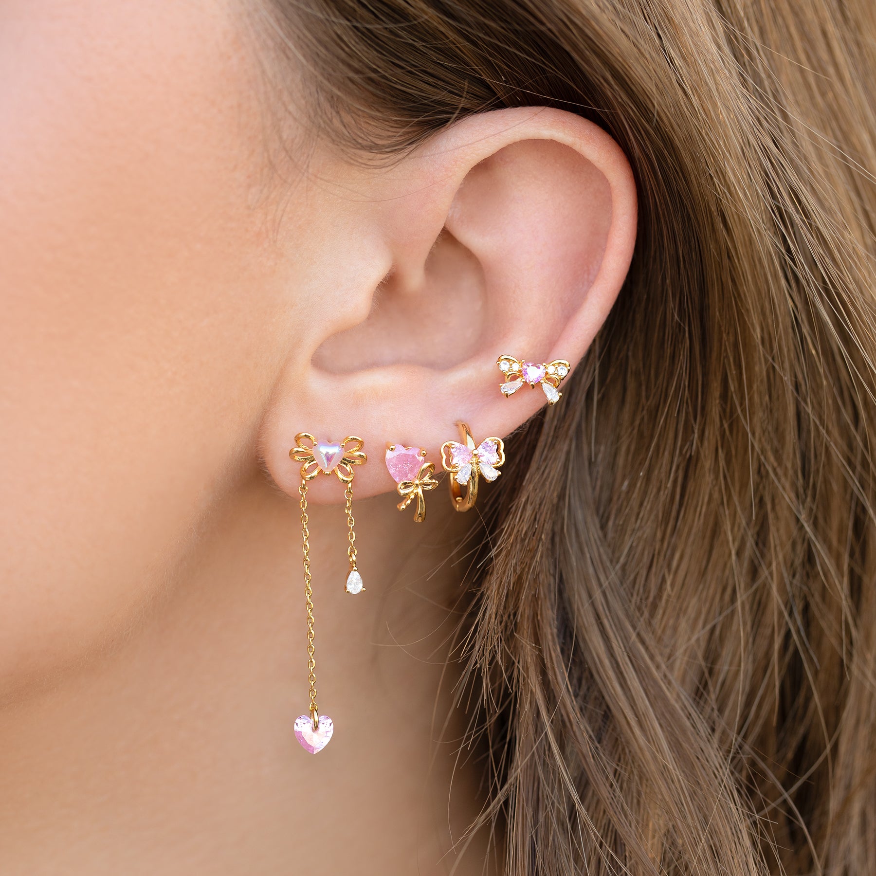 Pink-A-Bow Earring Set