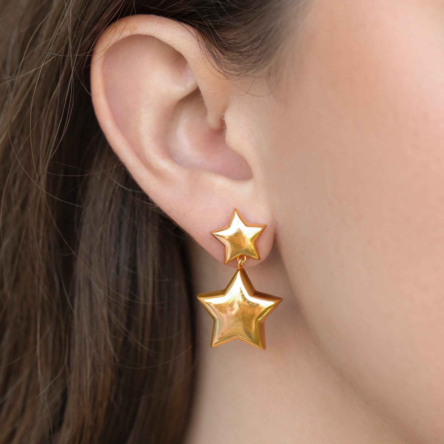 Solid 10k yellow gold outlet star galaxy dangle earrings