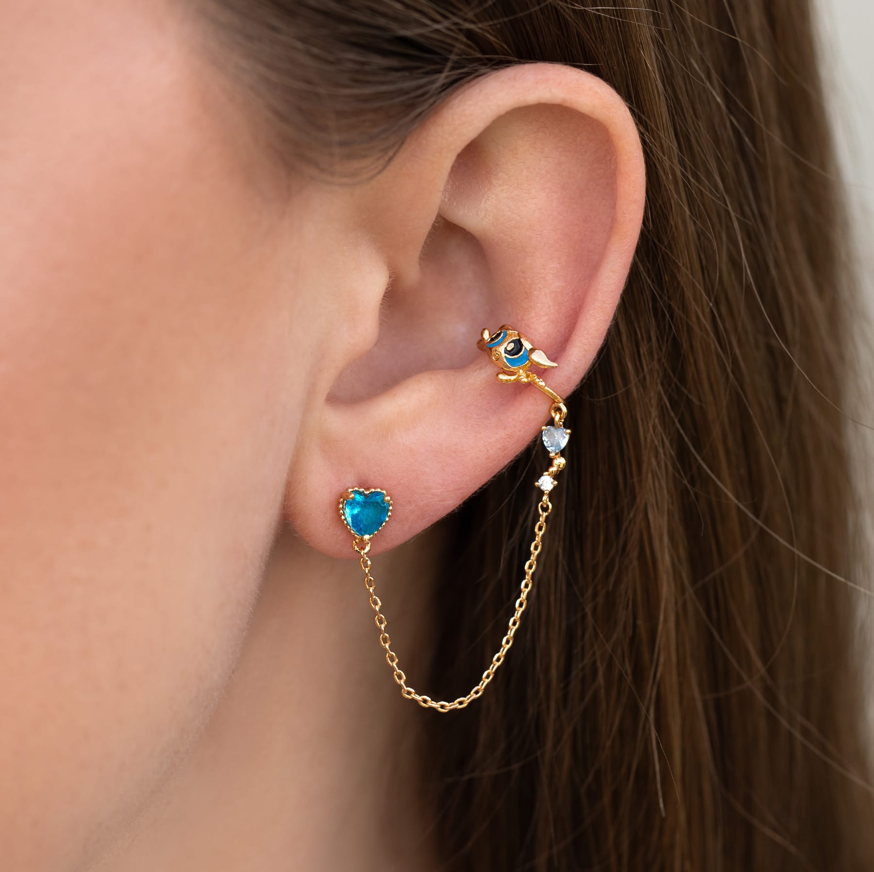 The Powerpuff Girls Bubbles Stud + Ear Cuff