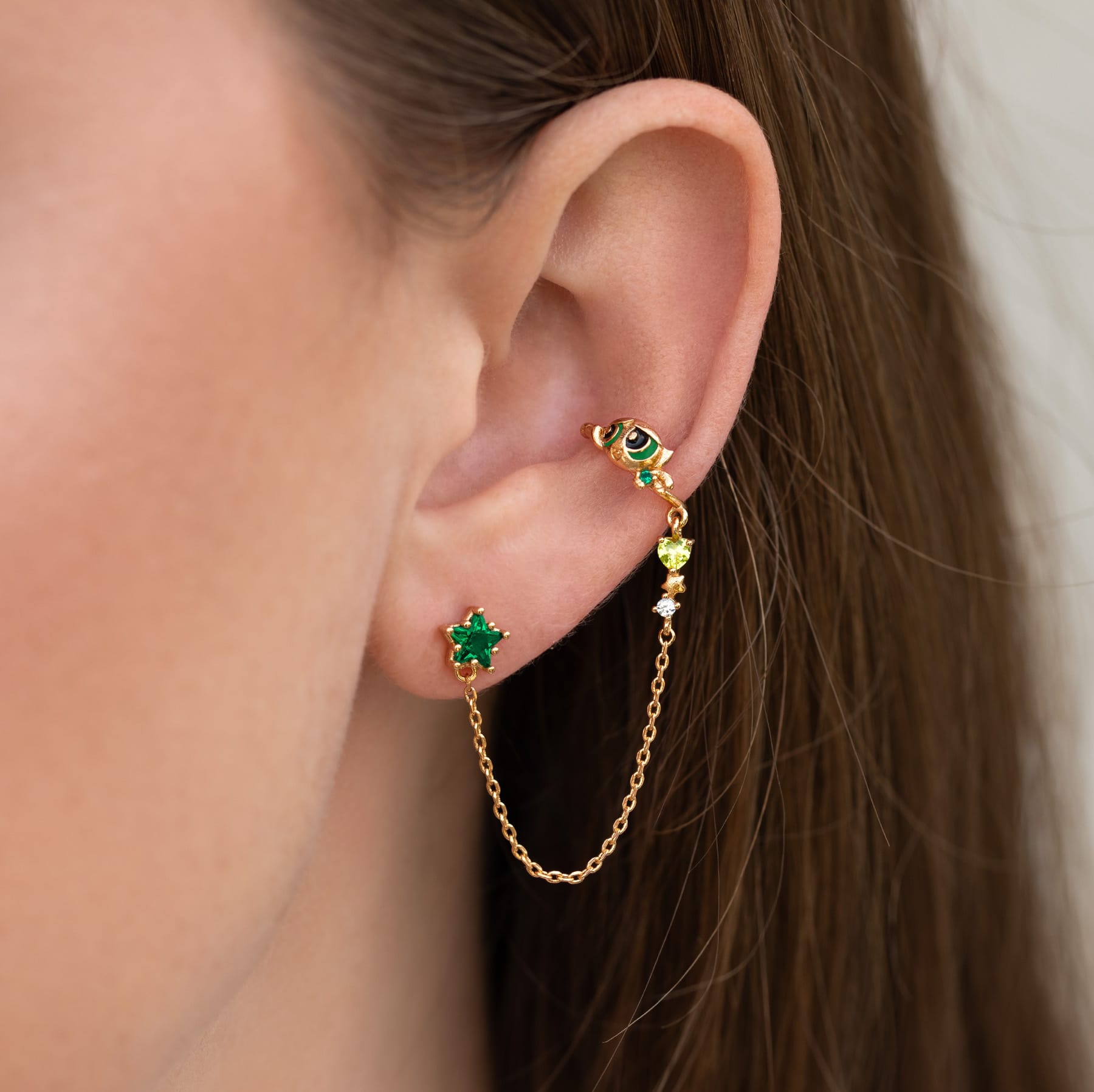 The Powerpuff Girls Buttercup Stud + Ear Cuff