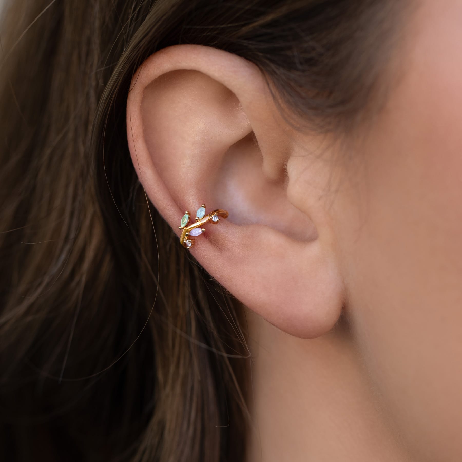 Pastel Leaf Ear Cuff
