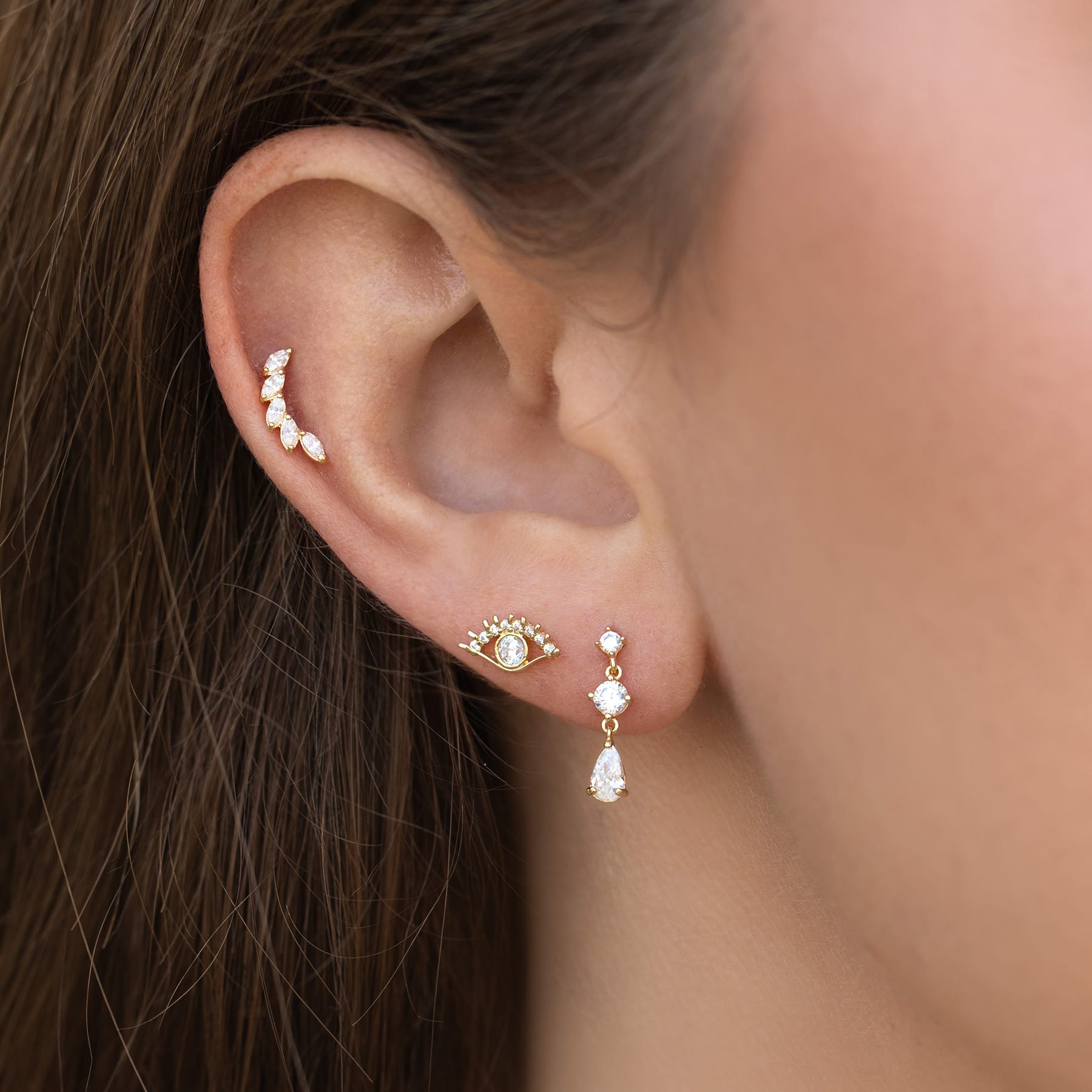 10k Solid Gold Evil Eye Ball Back Stud