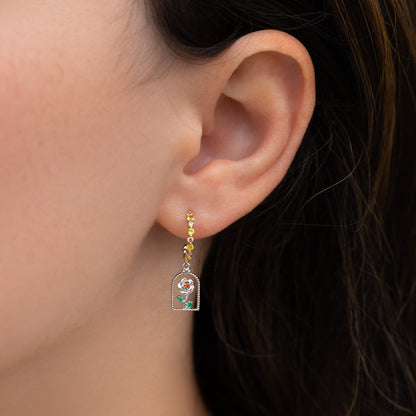 Disney Beauty & The Beast Enchanted Rose Hoops