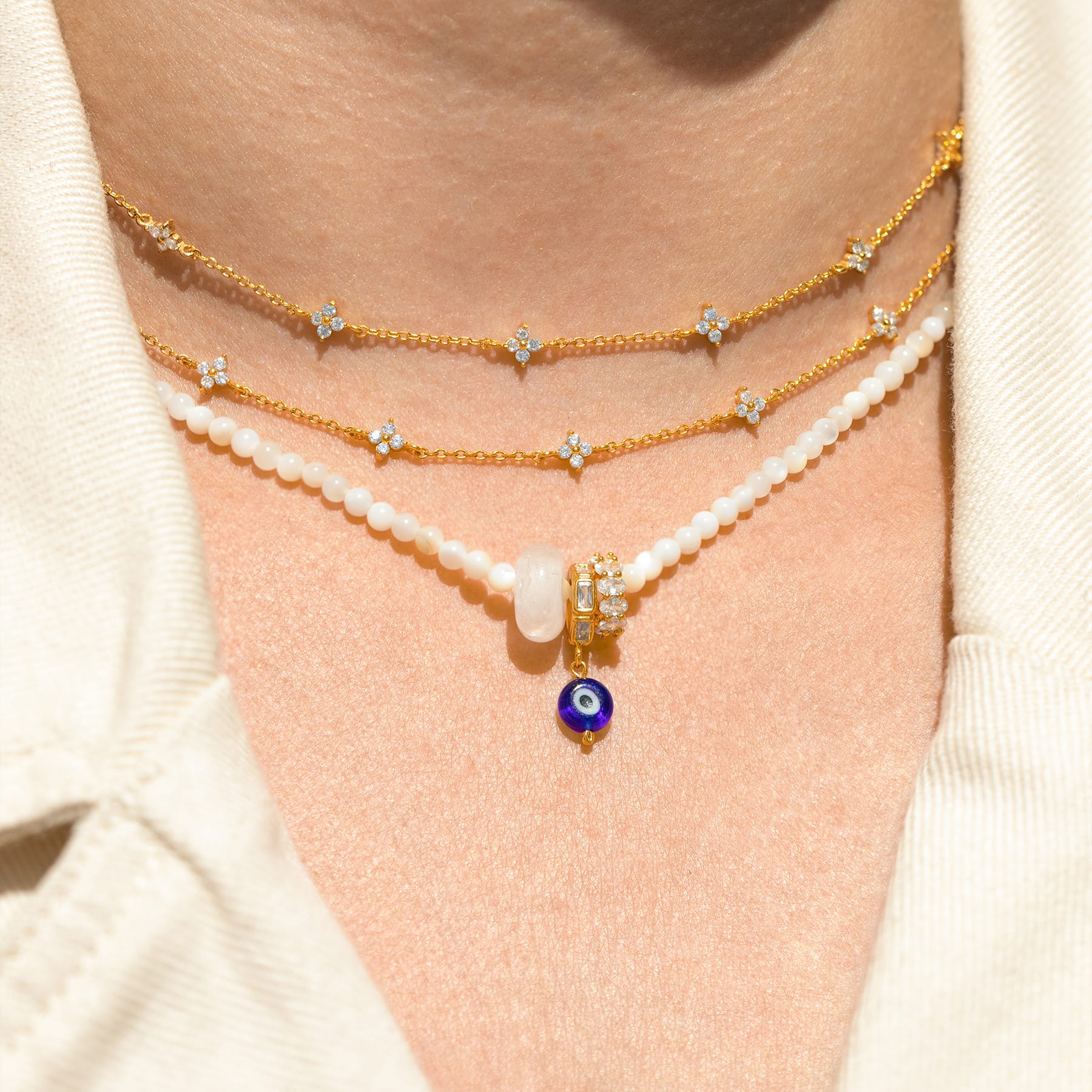 Evil Eye Charm Beaded Necklace