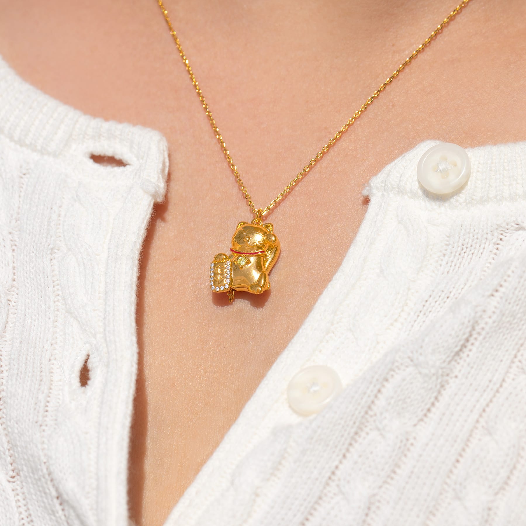 Lucky Cat Locket Necklace
