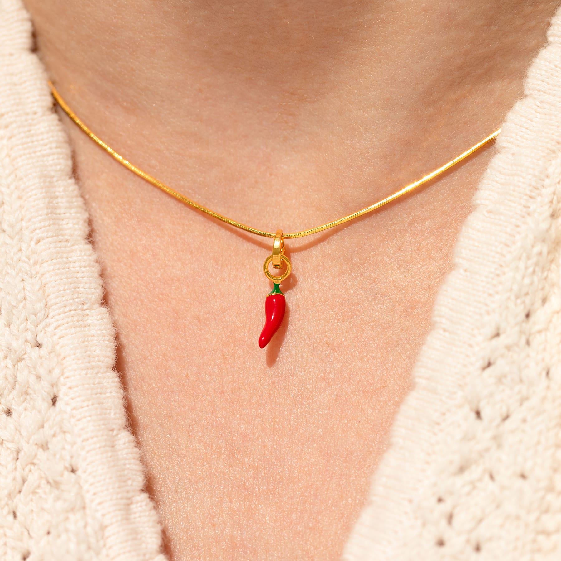 Red Hot Chili Pepper Charm Necklace