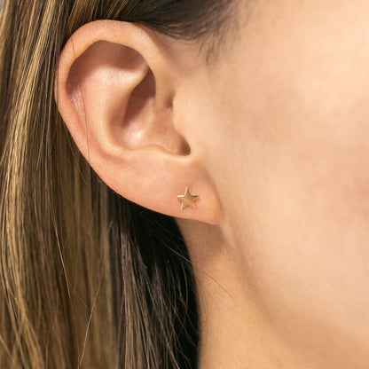 14k Fine Gold Star Stud Earrings