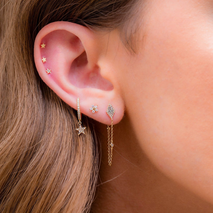 14k Fine Poinsettia Crystal Stud Earrings