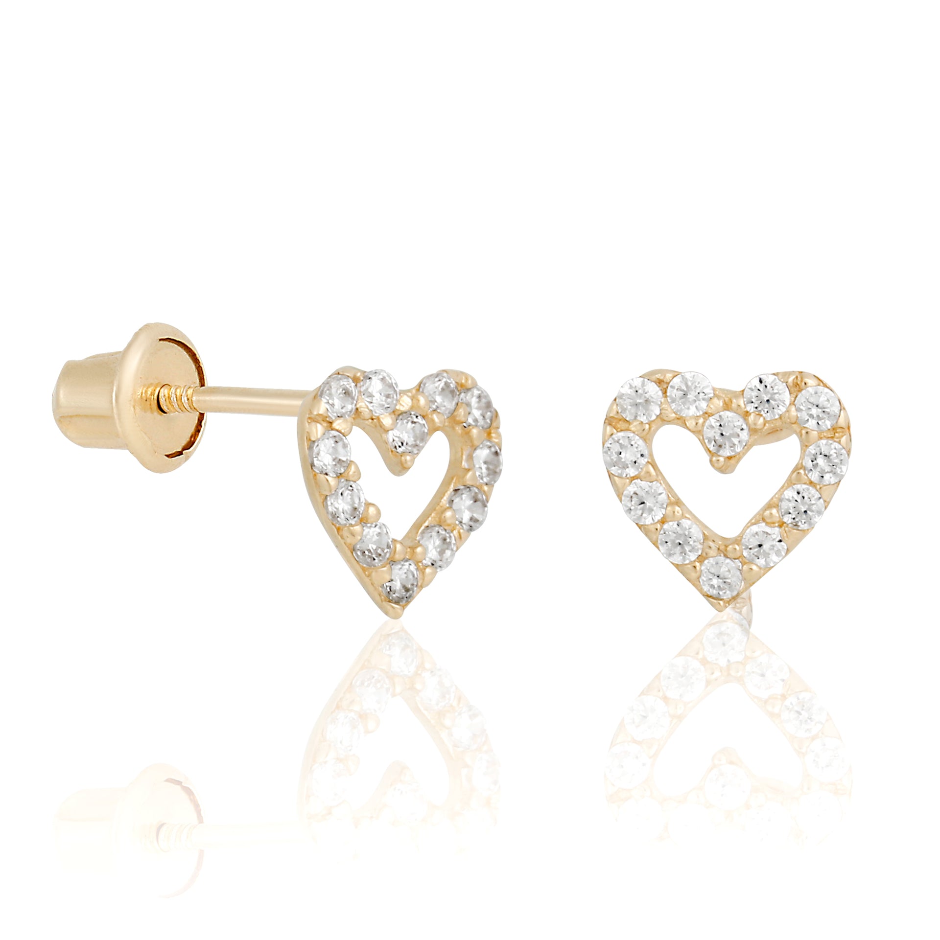 14k Solid Cutout Heart Stud Earrings