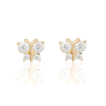14k Fine Crystal Butterfly Stud Earrings