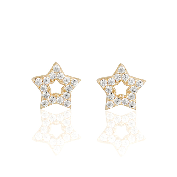 14k Fine Tiny Cutout Star Stud Earrings