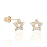 14k Fine Tiny Cutout Star Stud Earrings