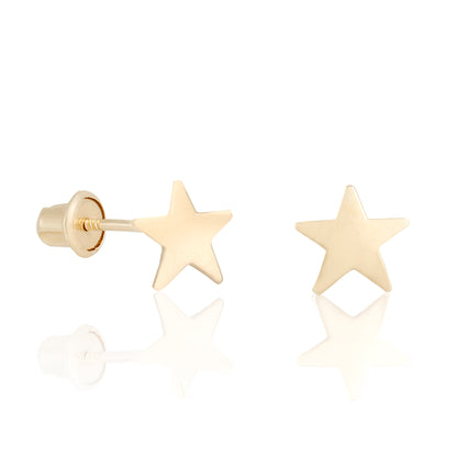 14k Fine Gold Star Stud Earrings