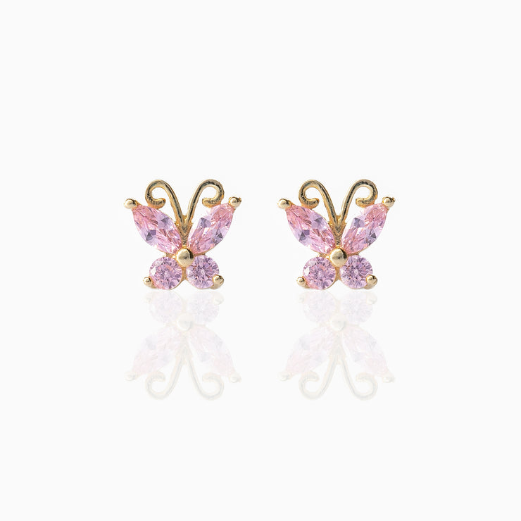 Fine Baby Pink Butterfly Studs
