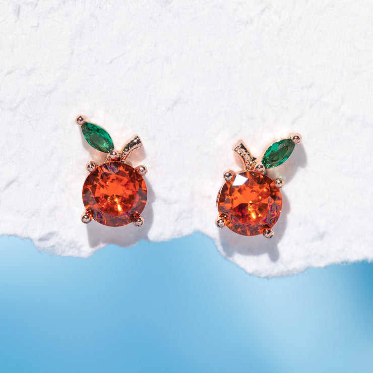 Orange Sapphire & Diamond Stud Earrings on White Gold | Marctarian