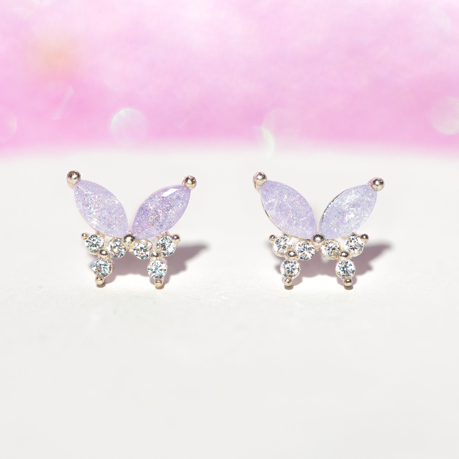 Lavender Remember Me Butterfly Studs