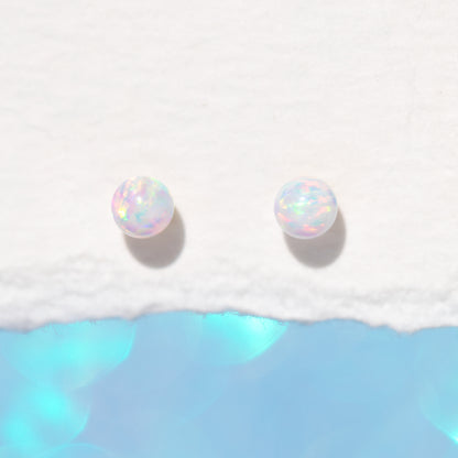 14k Fine Tiny Opal Stud Earrings