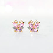 Fine Baby Pink Butterfly Studs