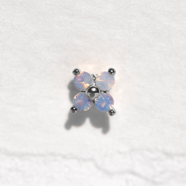 Diamond Flower Star Blossom Stud Earrings Single Gem