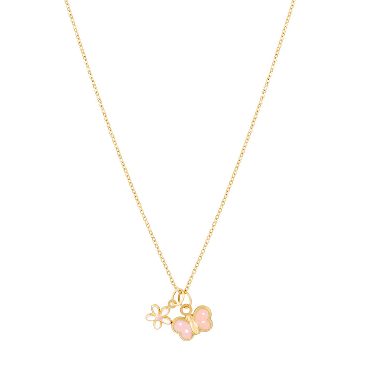 14k Fine Pink Butterfly Necklace