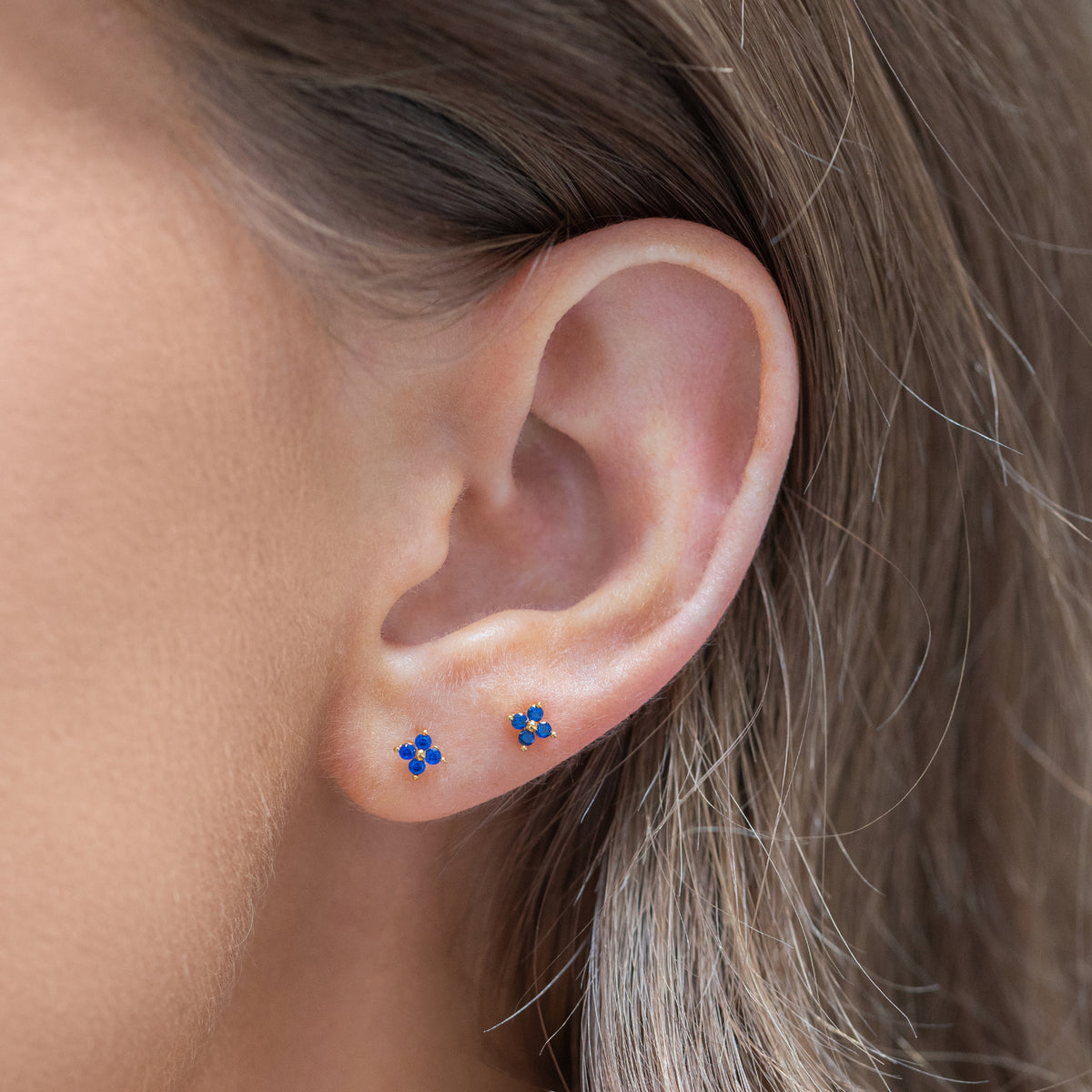 Teeny Tiny Clear Cluster Studs - Gold