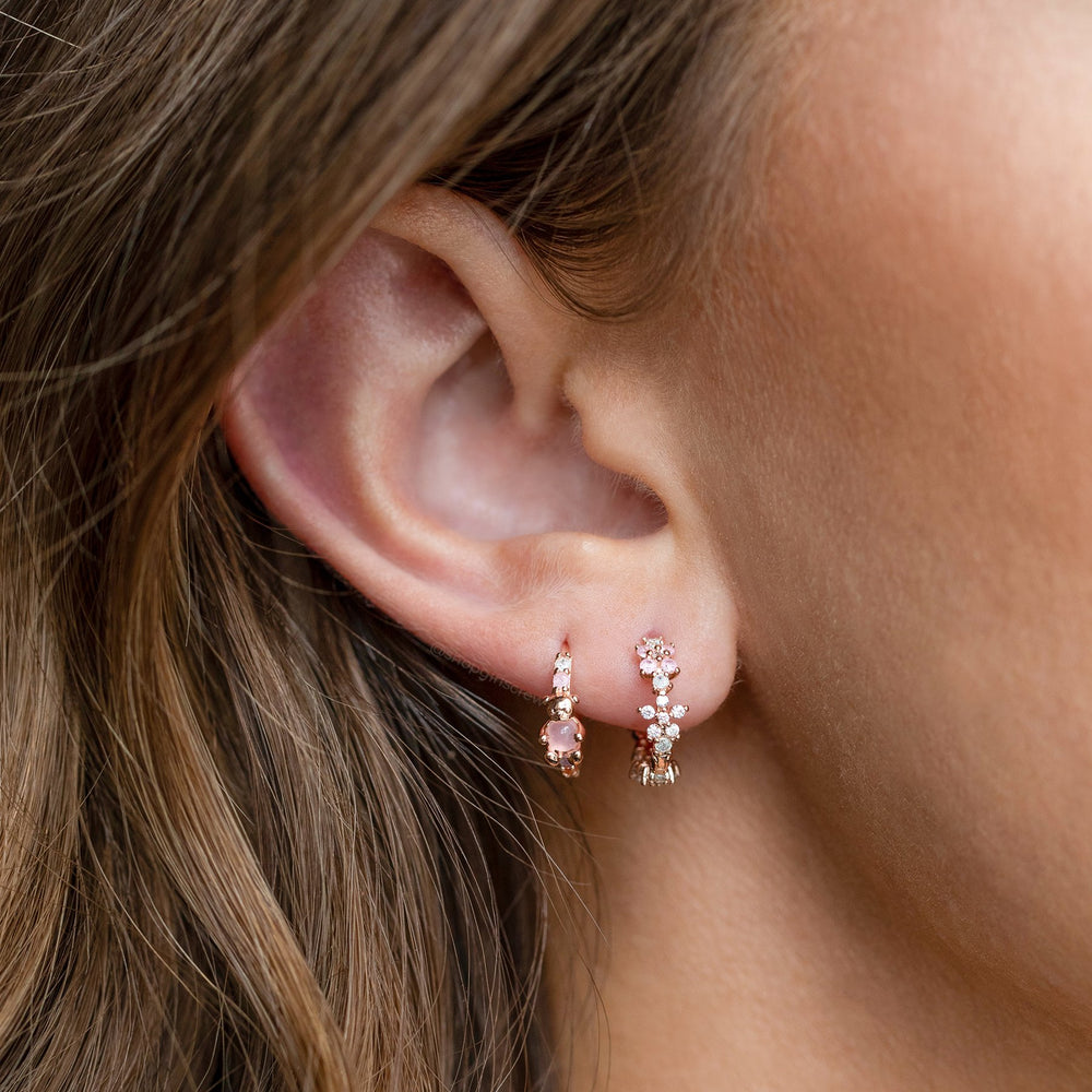 Fine Pave & Star Stationed Huggie Hoops Pale Gold main image 0